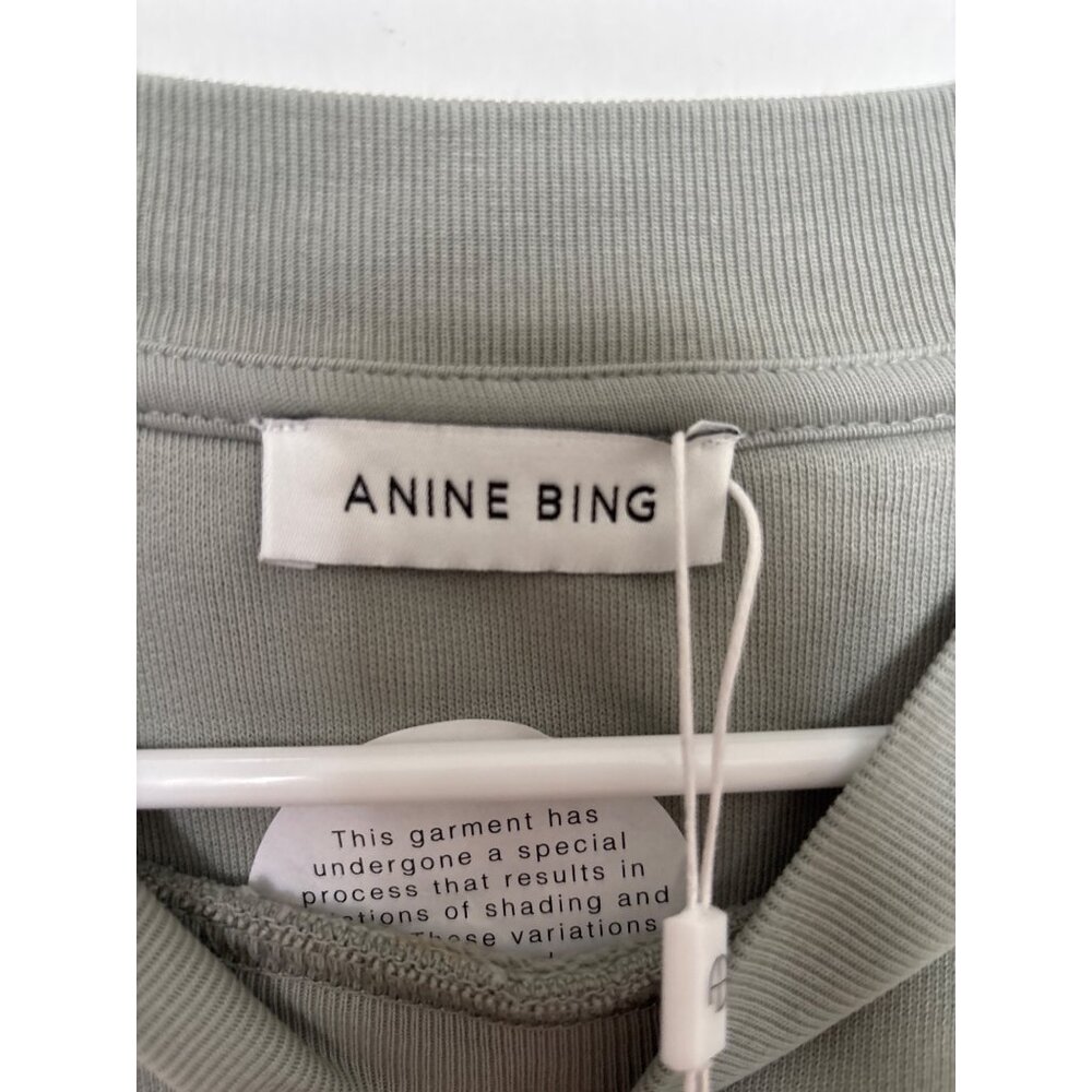 Anine Bing Womens Green Crewneck Sweatshirt With Satin "BING" Logo, new with tag - Picture 5 of 8